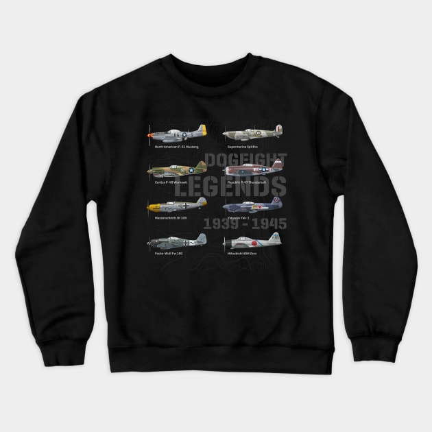 Fighterplanes of world war 2 dogfight legends warbirds Crewneck Sweatshirt by Vae Victis